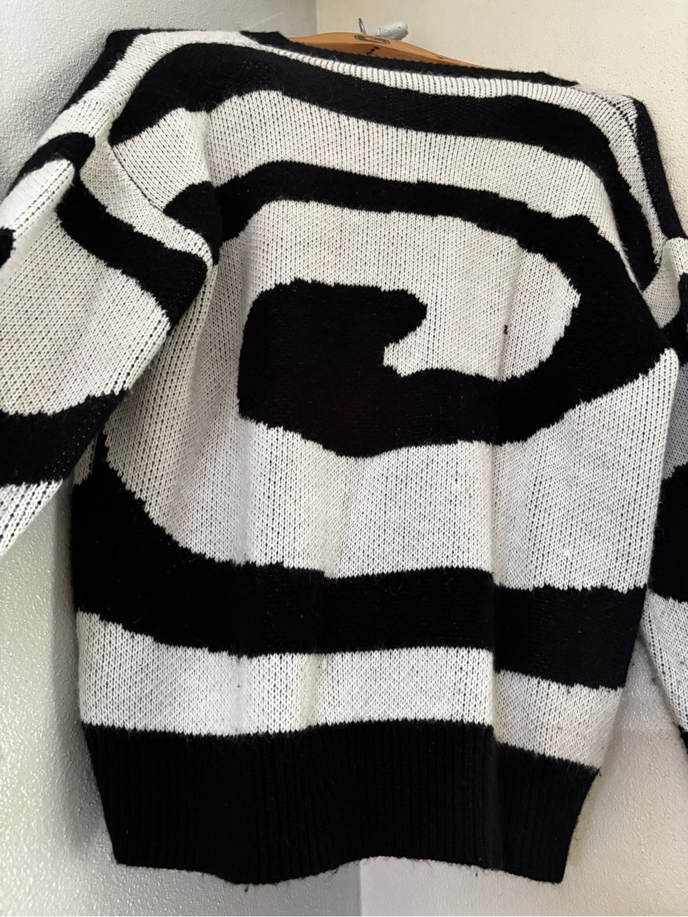 Black & White Striped Crew Neck Sweater